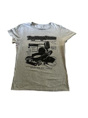 the Rolling Stones Light Gray Tee with Black Music Print